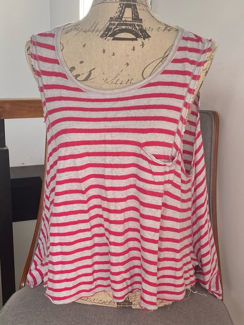We The Free Pink and White Striped Scoop Tank XS